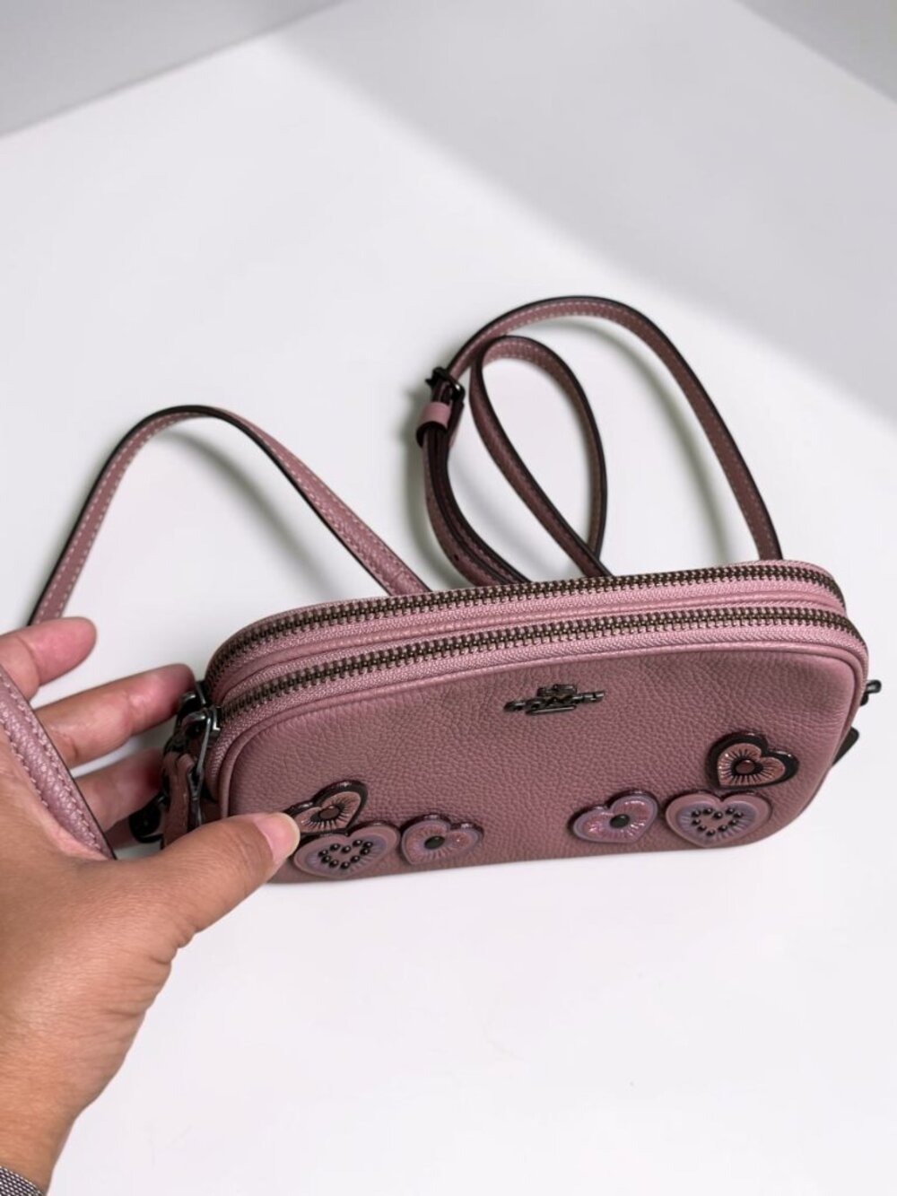 Coach Heart Appliqué Camera Bag / Double Zip Crossbody (Style #29673) - Picture 6 of 16